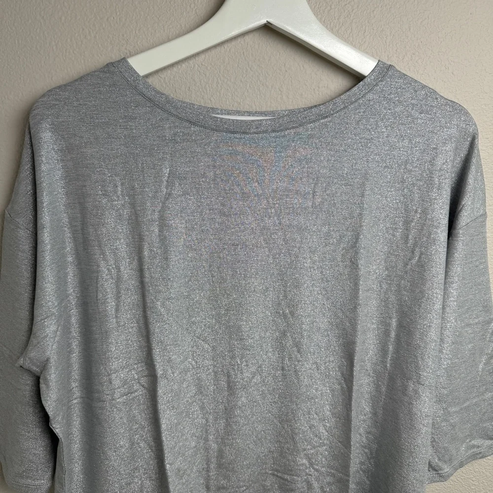 Majestic Filatures Metal Grey Metallic Elbow‎ Length Viscose T Shirt NEW - Picture 2 of 10
